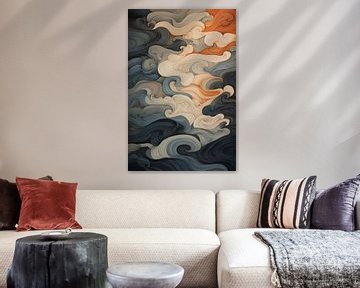 Abstract art nouveau waves by Richard Rijsdijk