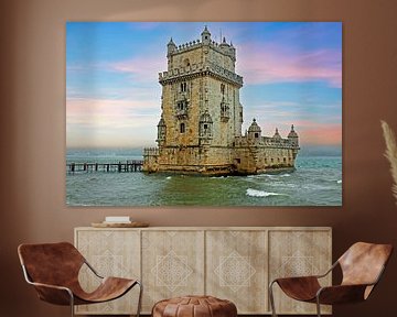 Tower of Belem in Lisbon Portugal at sunset by Eye on You