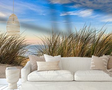 dune with marram grass beach and north sea by eric van der eijk