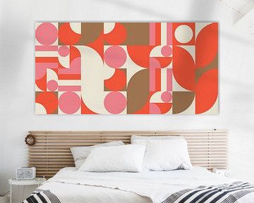 Retro geometrie in roze, oranje, bruin en wit van Dina Dankers