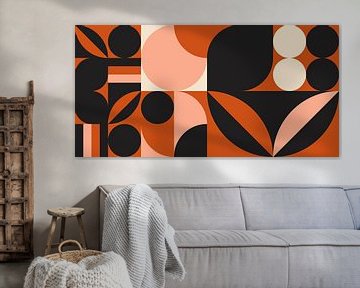 Retro geometry in black, terra, salmon and white by Dina Dankers