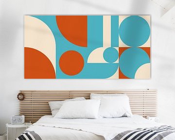 Retro geometry in light blue, terra and white by Dina Dankers