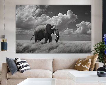 Contrasterende olifant, wildernis van fernlichtsicht