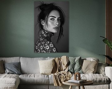 Vrouw in monochroom portret van fernlichtsicht