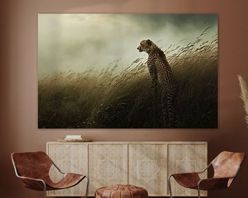 Majestueus jachtluipaardportret van fernlichtsicht