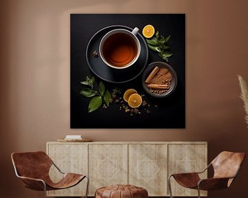 Cup of tea with ingredients by The Xclusive Art