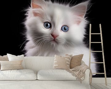 White kitten portrait by TheXclusive Art