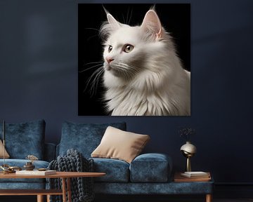 White cat portrait by TheXclusive Art