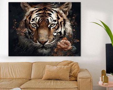 Whispering Flora - Le tigre embrassé par la nature sur Eva Lee