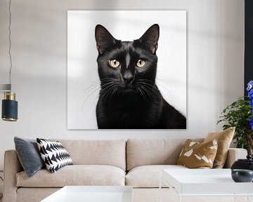 Zwarte kat portret witte achtergrond van The Xclusive Art