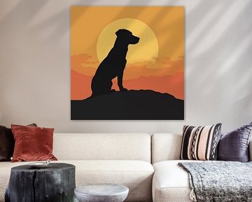Hund Sonnenuntergang Silhouette Minimalismus von The Exclusive Painting