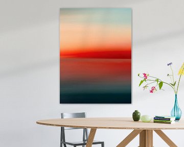 Lebendiger Sonnenuntergang am Meer - Minimalistische abstrakte Wand von Annelies Hoogerwerf