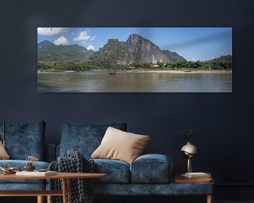 Karst mountains on the banks of the Mekong at the Pak Ou Caves, Laos by Walter G. Allgöwer