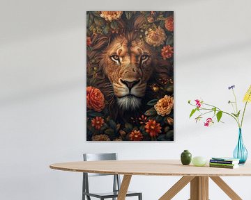 Lion & Bloom - Königliche Erscheinung - König - orange - warm von Eva Lee
