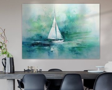 Zeilschip | Zeilschip abstract Zeilboot van De Mooiste Kunst