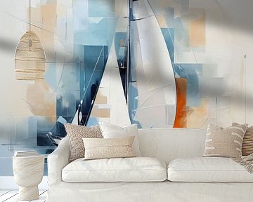 Zeilschip | Zeilschip abstract Zeilboten van De Mooiste Kunst