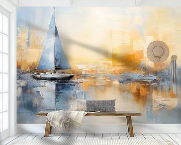 Zeilschip | Zeilschip abstract Zeilboten van De Mooiste Kunst