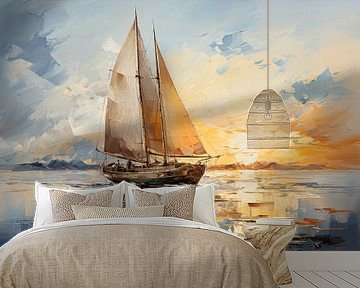 Zeilschip bij Zonsondergang van De Mooiste Kunst