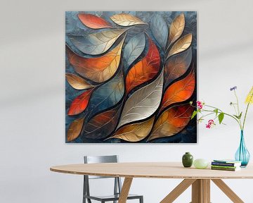 Autumn leaves Abstract | Vein Serenity by Kunst Kriebels