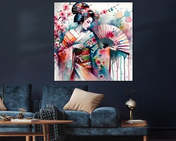 Aquarelle de la danseuse Geisha #2