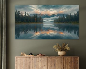 Coucher de soleil sur le lac, reflet