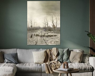 Flock of sheep on the moors near Laren by Affect Fotografie