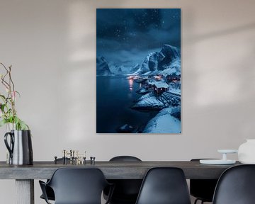 Besneeuwd landschap van de Lofoten, schilderachtig van fernlichtsicht