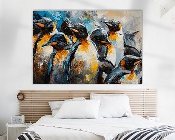 Schilderij Pinguïns Abstract van Kunst Kriebels