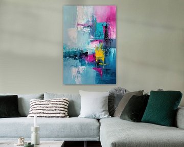 Interieur Neon Abstract | Neon Brush Symphony | Interieur van Kunst Kriebels