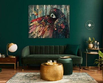 Buntes Vogelportrait | Magische Vogelfantasie von Kunst Kriebels