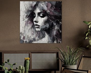 Portrait Huile Couleur mauve sur FoXo Art