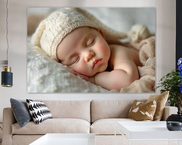 Portrait d'un bébé nouveau-né endormi sur Animaflora PicsStock