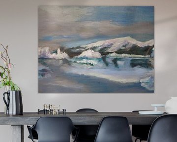 Spiegelende IJsbergen. 60x80cm.
