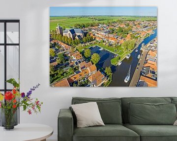 Luftaufnahme der historischen Stadt Workum in Friesland, Niederlande von Eye on You