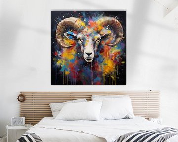 Ram met hoorns abstract van The Xclusive Art