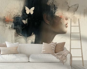 Vlinders, modern en abstract portret van Carla Van Iersel