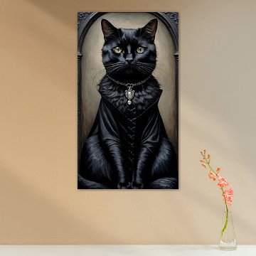 Black Cat with medallion in historical style