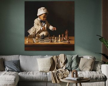 Playing with chess pieces by Karina Brouwer