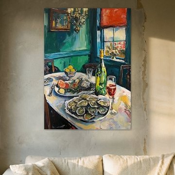 Stilleben mit Austern und Wein von studio snik.