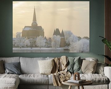 Kampen et l'IJssel en hiver en Hollande sur Sjoerd van der Wal Photographie