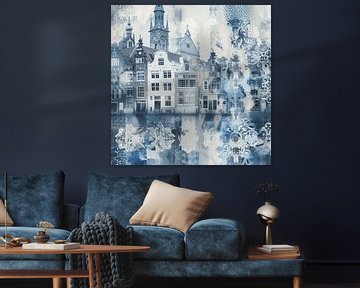 Collage of Delft, in Delft blue by Studio Allee