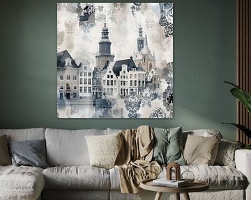Collage van Delft, in Delfts blauw van Studio Allee