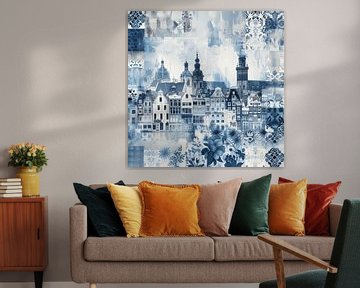 Collage of Delft, in Delft blue by Studio Allee