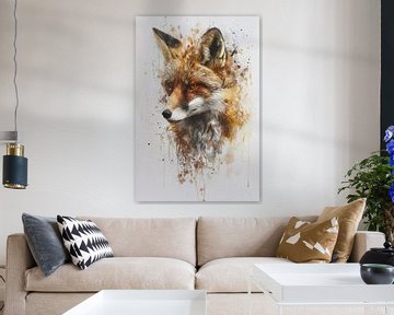 Portrait of a fox in watercolour by Richard Rijsdijk