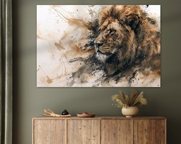 Leeuw portret in aquarel van Richard Rijsdijk