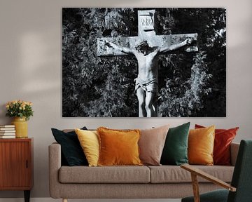 Portrait pénétrant de Jésus-Christ sur la croix sur Jan van Bizar