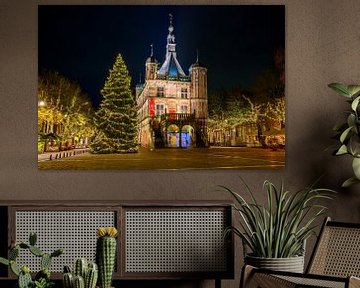 Deventer Brink town square at the Waag with a Christmas tree by Sjoerd van der Wal Photography