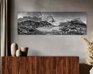 Bergpanorama van het Sorapismeer in de Alpen in zwart-wit van Manfred Voss, Schwarz-weiss Fotografie