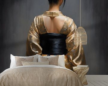 De gouden jurk van de Japanse Geisha van Jolique Arte