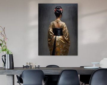 De gouden jurk van de Japanse Geisha van Jolique Arte